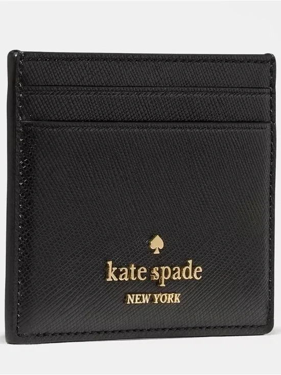 kate spade Black Saffiano Crescent Shoulder Bag w/matching card case. NWT - Picture 2 of 16